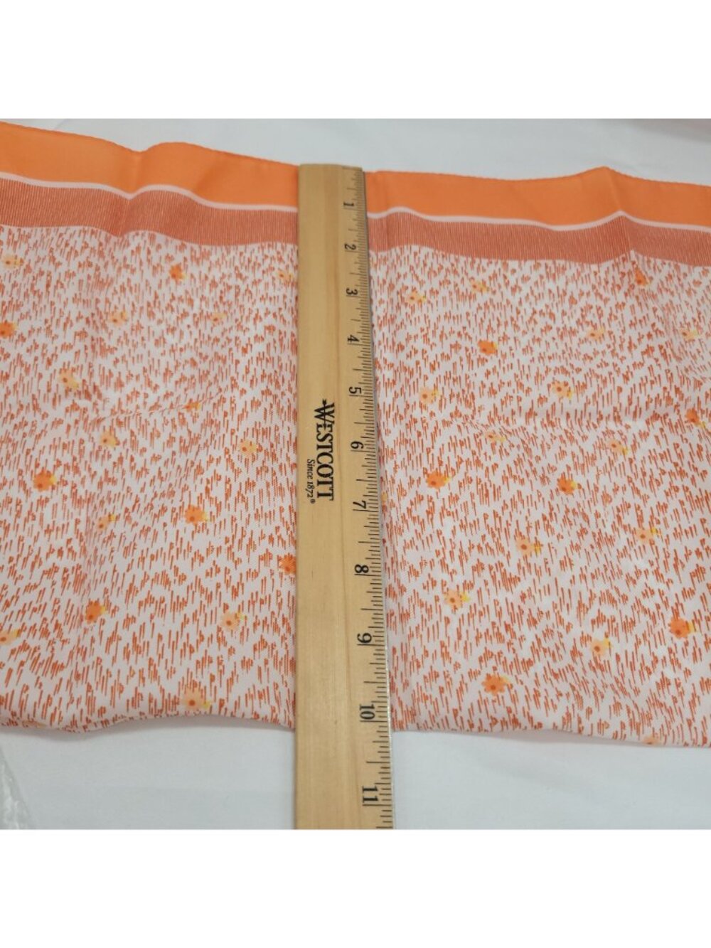Vtg Orange & White Geometric Floral Scarf 20" Square Made In Italy Polyester - Picture 5 of 13